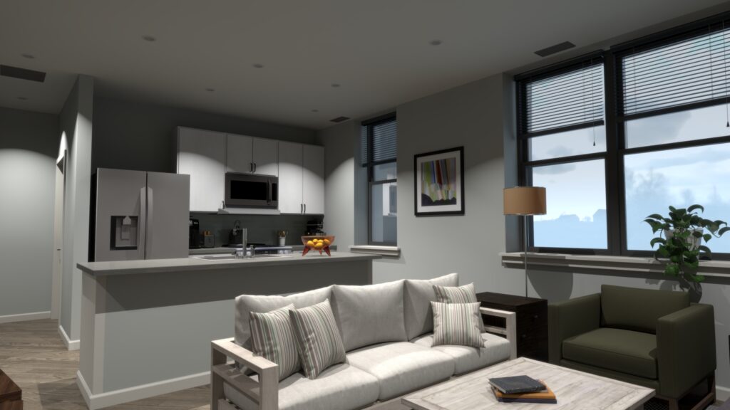 Living Room and kitchen in Port Street Commons